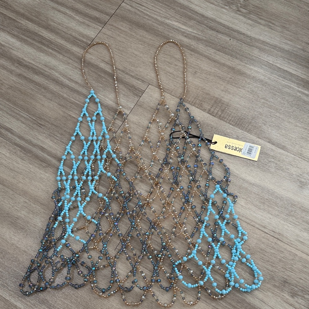 Xhilaration Beaded Swim Coverup - Blue and Tan